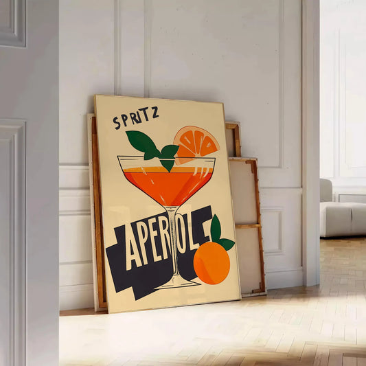 space vibrant Aperol 2 Cocktail poster orange brown hues essence perfect mix enthusiasts art lovers decor standout piece available