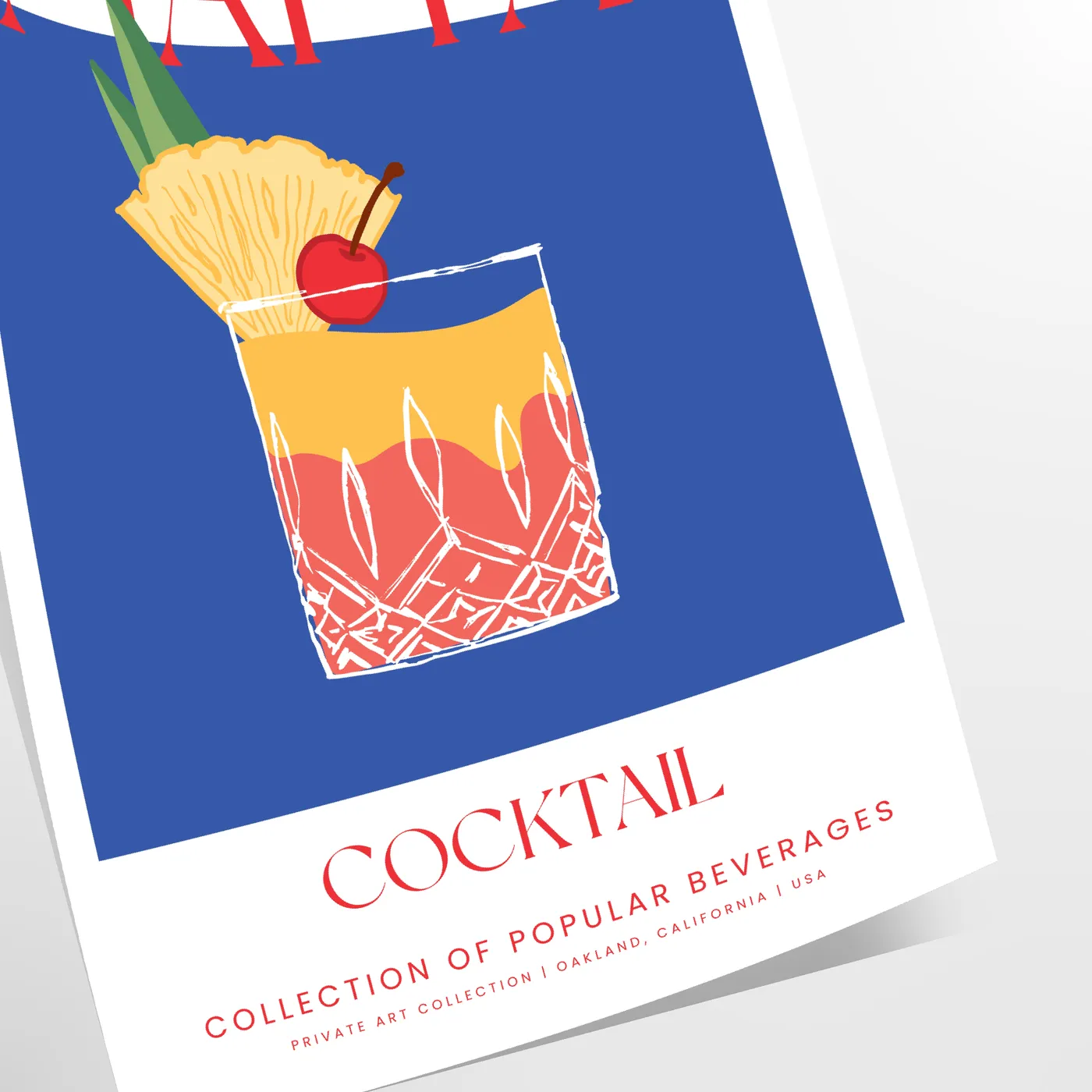 splash tropical flair space vibrant Mai Tai cocktail art poster lush greens refreshing blues eye wall perfect gift enthusiasts unframed version stunning print