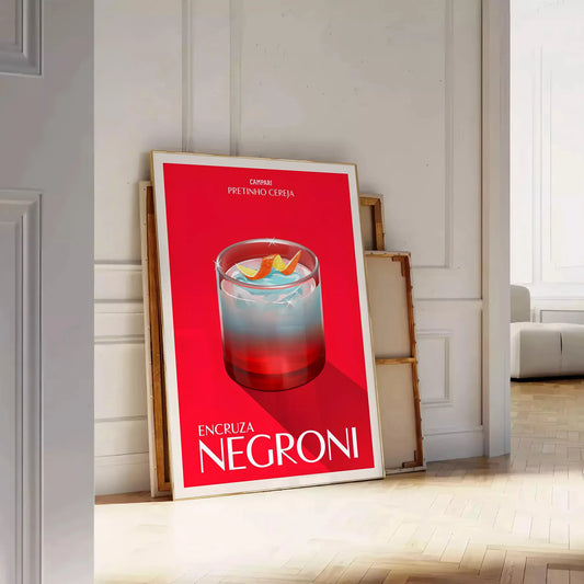 space Negroni Cocktail Art Poster vibrant brown orange hues stunning wall perfect gift enthusiasts print size decor A4 cm A0