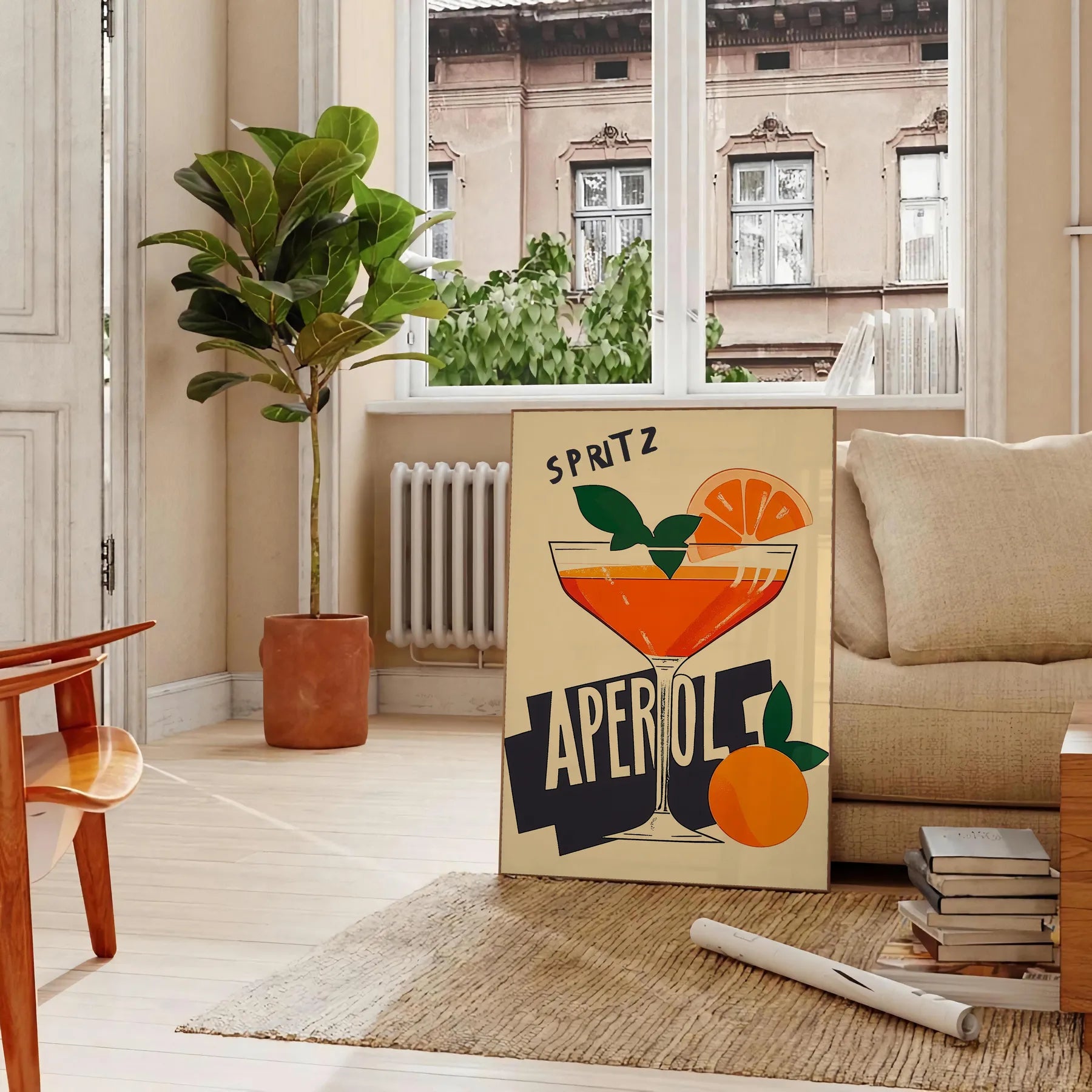 space vibrant Aperol 2 Cocktail poster orange brown hues essence perfect mix enthusiasts art lovers decor standout piece available