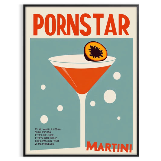 space stunning pornstar martini cocktail poster vibrant green rich brown tones sophisticated touch enthusiasts home decorators various print sizes A4 cm A0
