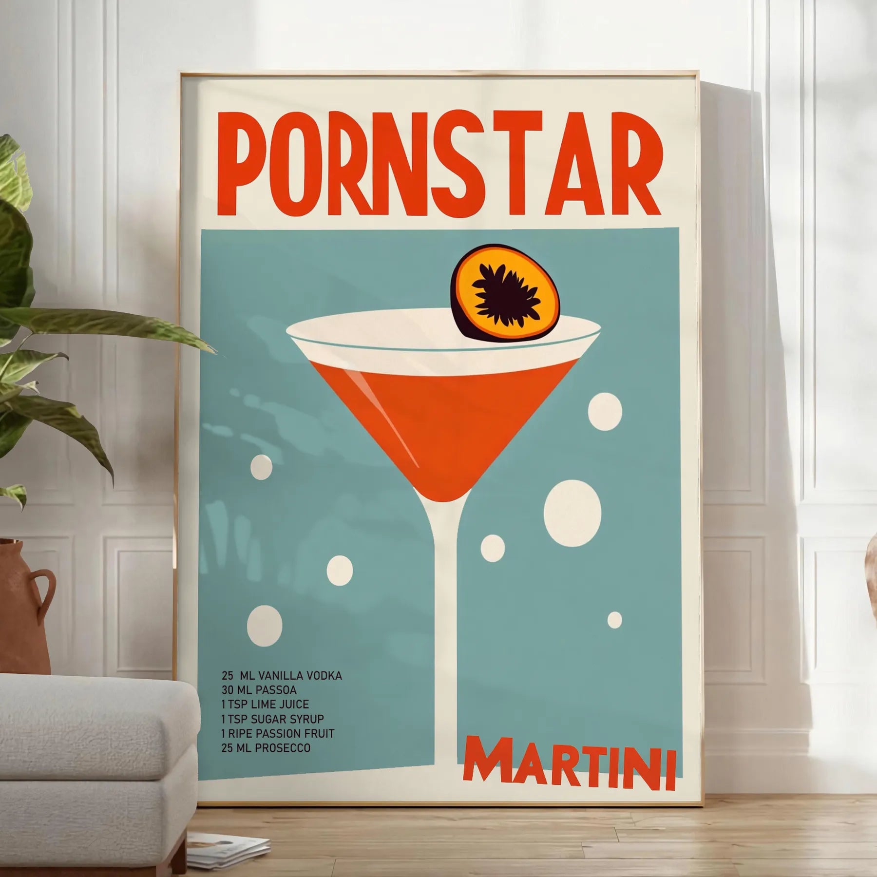 space stunning pornstar martini cocktail poster vibrant green rich brown tones sophisticated touch enthusiasts home decorators various print sizes A4 cm A0