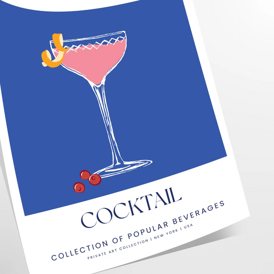 space stunning Cosmopolitan Cocktail poster chic blue white design wall art home stylish gift artwork elegance city nightlife captivating print decor