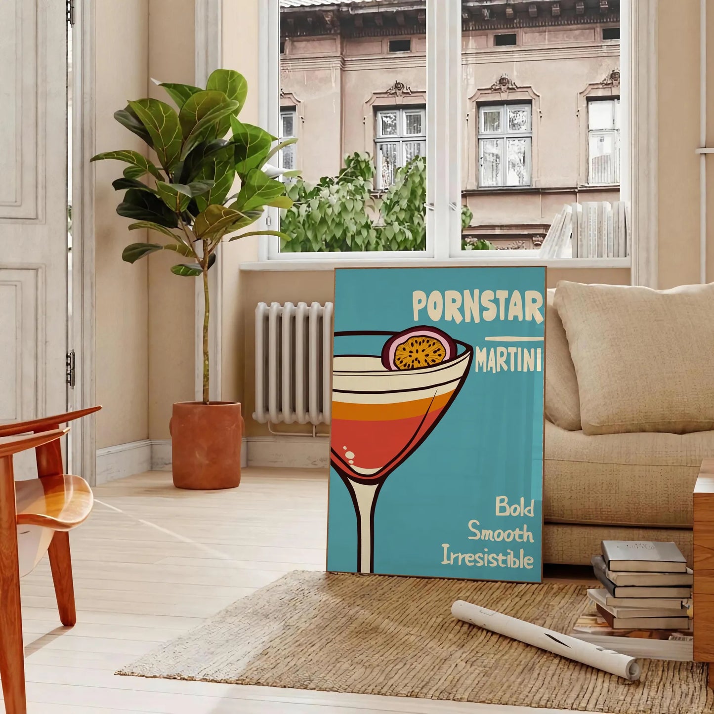 space stylish pornstar martini cocktail poster sleek black brown design lovers art enthusiasts touch elegance room various print dimensions A4 cm A0