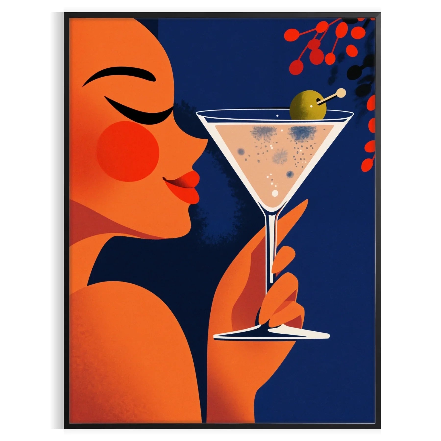 space Femme Martini Cocktail poster vibrant orange green hues art lovers enthusiasts stylish splash color room unframed version eye artwork