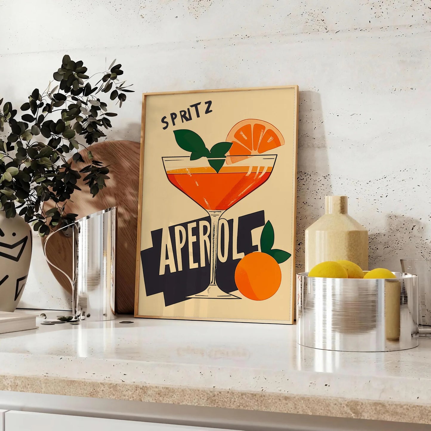space vibrant Aperol 2 Cocktail poster orange brown hues essence perfect mix enthusiasts art lovers decor standout piece available