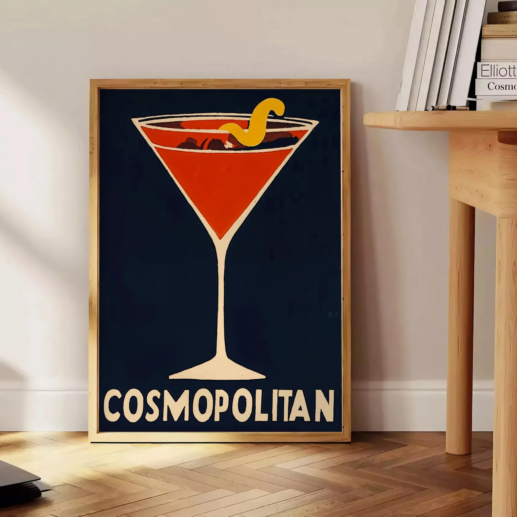 space vibrant Cosmopolitan Cocktail poster stunning blend orange gray hues splash style room essence chic sophistication sizes A4 cm A0
